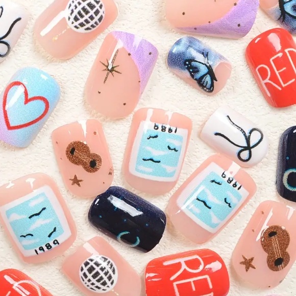 Swiftie Press On Nails Taylor Swift The Eras Tour Fake Nail Set Glue On Acrylic - Picture 4 of 12